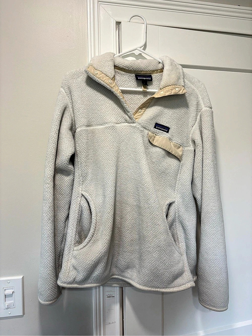 Patagonia Los Gatos Hooded Pullover Fleece White Large